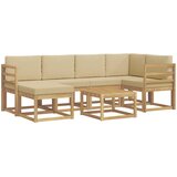  Set vanjskih sofa 7 pcs Bijela i bež Čvrsto drvo akacije | shoptok.hr