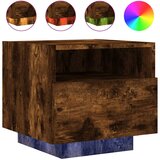 Noćni ormarići s LED svjetlima 2 kom dimljeni hrast 40x39x37 cm | shoptok.hr