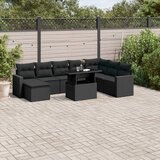  The Living Store Vrtna sedežna garnitura 9-delna z blazinami črn poli ratan - Vrtna Sedežna Garniture, (21481917) | Shoptok.si