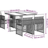  5-dijelni vrtni blagovaonski set s jastucima od poliratana crni | shoptok.hr