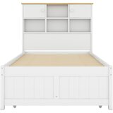 Lumor Izvlečna postelja iz lesa 90x200 cm - z 3 predali in naslonom za shranjevanje - bela, (22155867) | Shoptok.si