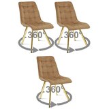  Okretna stolica CIEZA 360, smeđi baršun, zlatne metalne noge, set 3 kom | shoptok.hr