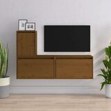 TV ormarići 3 kom smeđa boja meda od masivne borovine | shoptok.hr