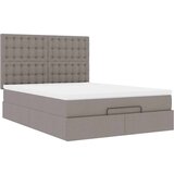 vidaXL Otomanski posteljni okvir z vzmetnico taupe 140x200 cm blago | Shoptok.si