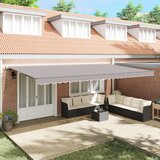 vidaXL Ročna retraktabilna tenda svetlo siva 600x350 cm, Tenda zamenjavna tkanina za okvir 6x3.5 m svetlo siva Cene