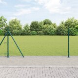 vidaXL Hexagonalna Ograja Zelena 0.8x25 m Jeklo, Ograjni Stebri z Osnovnimi Podpornimi Ploskvami 13 kos Ø32mm 90cm Galvanizirano Jeklo | Shoptok.si