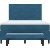  Postelja z vzmetnico z vzmetnico Temno modra 140 x 200 cm Žamet, (5000127223) | Shoptok.si