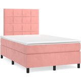 vidaXL Box spring postelja z vzmetnico roza 120x190 cm žamet Cene