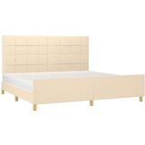  Posteljni okvir z vzglavjem krem 200x200 cm blago, (20907261) | Shoptok.si
