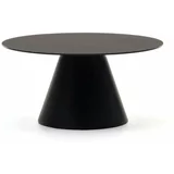 Kave Home Črna okrogla mizica s stekleno mizno ploščo ø 80 cm Wilshire –