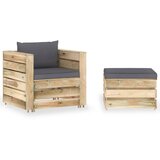The Living Store Vrtna sedežna garnitura 2-delna z blazinami zelen impreg. les - Vrtna Sedežna Garnitura, (21481350) | Shoptok.si