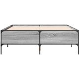 vidaXL Posteljni okvir siva sonoma 140x190 cm inž. les in kovina, (21128755) | Shoptok.si