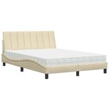 vidaXL Postelja z vzmetnico krem 120x200 cm blago | Shoptok.si