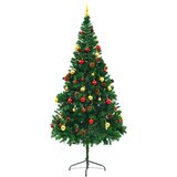  Umjetno osvijetljeno božićno drvce s kuglicama zeleno 210 cm | shoptok.hr