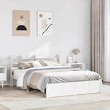 vidaXL Posteljni okvir z vzglavjem bel 150x200 cm trdna borovina | Shoptok.si