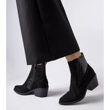Gemre Black eco-suede ankle boots on a low block heel Sovereign Cene
