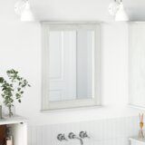 vidaXL Ogledalo z ogledalom Bela 55,5 x 5 x 70 cm Trdna borovina | Shoptok.si