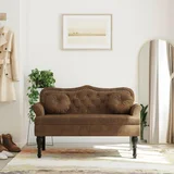 vidaXL Klop z blazinami rjava 120,5x65x75 cm umetno semiš usnje