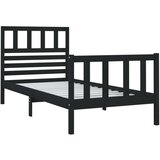  Posteljni okvir črn iz trdnega lesa 75x190 cm 2FT6, (20643150) | Shoptok.si