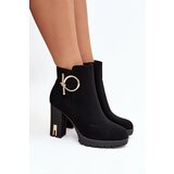 Boto Women's insulated ankle boots on heel with gold decoration Black Ysolde Cijene
