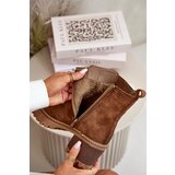 Boto Women's ankle boots on a heel made of eco suede insulated brown Nevitas | Eponuda.ba