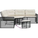  Vrtna sofa L-oblika s jastucima i tabureom crna od poliratana | shoptok.hr
