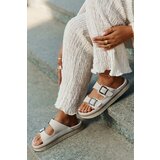 D.Franklin Ladies Suede Slippers With Buckles Beige | ePonuda.com