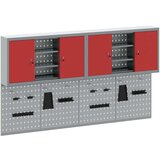  Set Alatnog Ormarića i Ploče s Kuka 4 Dijela Montirano na Zidu Crveni Metal | shoptok.hr