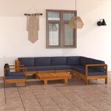 The Living Store Vrtna garnitura s temno sivimi blazinami 8-delna akacijev les - Vrtna Počivalna Garnitura, (21425922) Cene