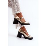 Boto Faux Leather Pumps on Chunky Heel Gold Halmina | ePonuda.com