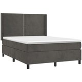  Box spring postelja z vzmetnico LED temno siva 140x200 cm žamet, (20726838) | Shoptok.si