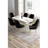 Hanah home trpezarijski set Tia, sto i 6 stolica, bela ploča, zlatne noge, crna tkanina Babyface | Eponuda.com