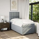 vidaXL Box spring postelja z vzmetnico svetlo siv 100x200 cm blago | Shoptok.si
