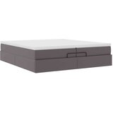 vidaXL Otomanski posteljni okvir z vzmetnicami siv 200x200cm um. usnje, (21607103) | Shoptok.si