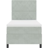 vidaXL Box Spring Postelja z Matracem Svetlo Siva 100x200 cm Žamet | Shoptok.si