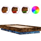 vidaXL Posteljni okvir z LED lučkami dimljeni hrast 75x190 cm, (21086543) Cene