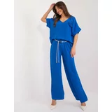 Fashion Hunters Summer trousers made of cobalt fabric