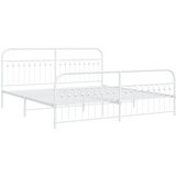 vidaXL Kovinski posteljni okvir z vzglavjem in vznožjem bel 193x203 cm, (21251509) | Shoptok.si