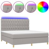 vidaXL Box spring postelja z vzmetnico LED sv. siva 180x200 cm blago, (20788938) Cene