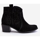 Zazoo 3426 Women's Suede Cowboy Boots Black | Shoptok.si