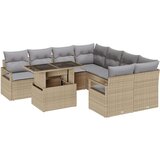  9-dijelni vrtni sofa set s jastučićima u bež poli ratu 2-sjedalni vrtni kauč s pohranom i jastučićima u bež poli ratu | shoptok.hr