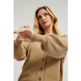 Moodo Women's button-up sweater with puffed sleeves - beige