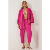 Happiness İstanbul Women's Dark Pink Kimono Pants Suit Cene