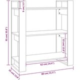 Ormarić za knjige / pregrada bijeli 80 x 35 x 91 cm od borovine | Eponuda.com