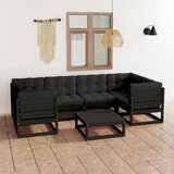 The Living Store Vrtna sedežna garnitura 7-delna z blazinami črna trdna borovina - Vrtna Sedežna Garnitura, (21477104) | Shoptok.si