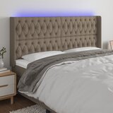  LED uzglavlje smeđesivo 203 x 16 x 118/128 cm od tkanine | shoptok.hr