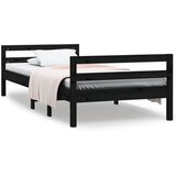 The Living Store Posteljni okvir črn 75x190 cm trdna borovina - Posteljni Okvir, (21527084) | Shoptok.si