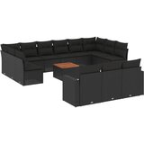 14-dijelni set vrtnih sofa s jastucima poliratan crni | shoptok.hr