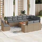 Maison Chic Seti vrtnega pohištva - Vrtna garnitura - Vrtni pohištvo set 11-delna z blazinami bež poli ratan, (21810003) | Shoptok.si