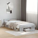 Maison Chic Posteljni okvir - Enojna postelja - Postelja za odrasle s predalom betonsko siv 100x200 cm inž. les, (21695610) | Shoptok.si